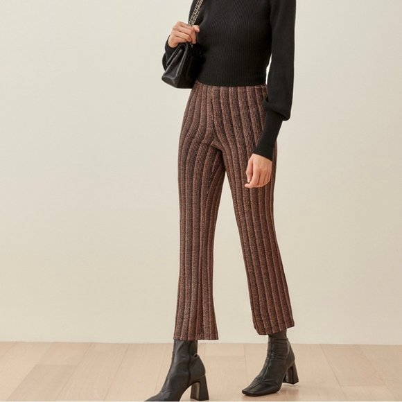 Reformation Pants - Reformation Womens Alix Pant Retro Flared Leg Small Black Rose Gold 90s Style